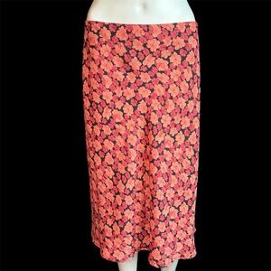 Floral Midi Skirt - Black and Pink